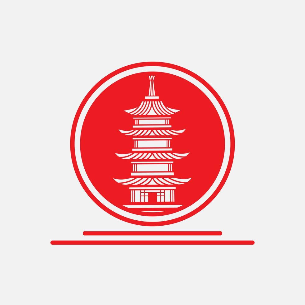 linha de silhueta de vetor de pagode japonês pop art potrait logotipo design colorido. ilustração em vetor abstrato. fundo preto isolado para camiseta, pôster, roupas.