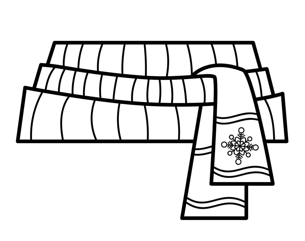 livro de colorir de natal ou página. ilustração em vetor preto e branco de lenço