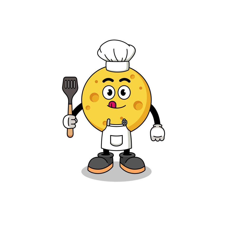 ilustração de mascote de chef de queijo redondo vetor