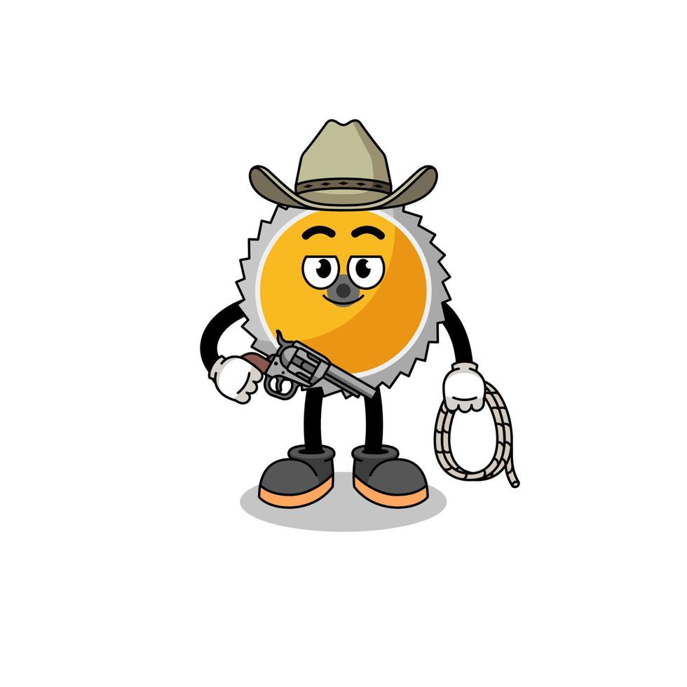 personagem mascote da lâmina de serra como um cowboy vetor