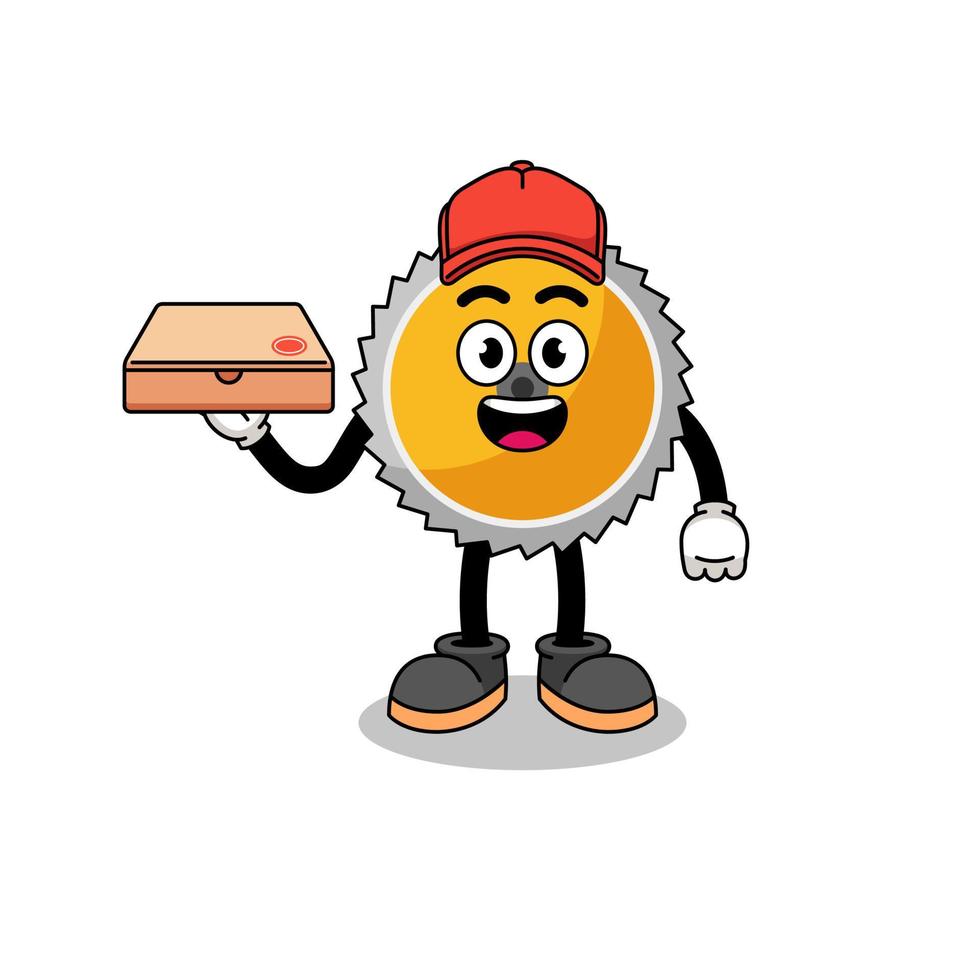 ilustração de lâmina de serra como entregador de pizza vetor