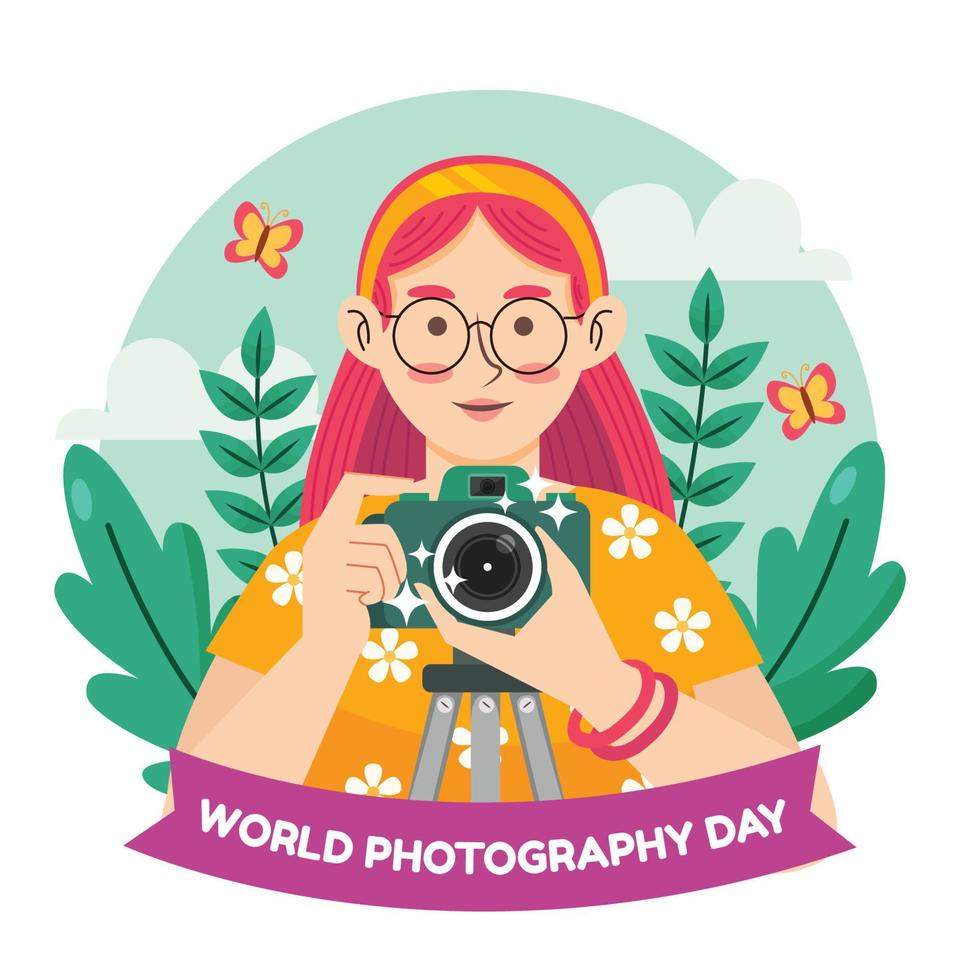 comemorar o dia mundial da fotografia vetor