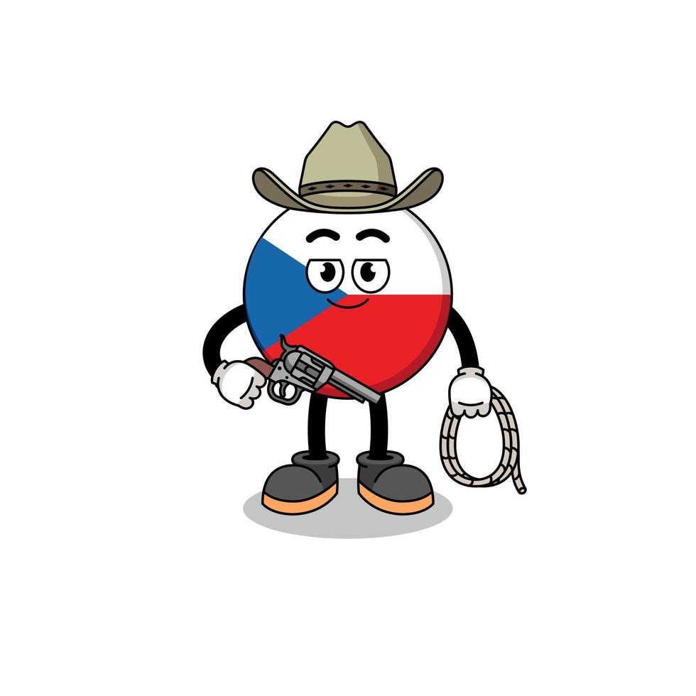 personagem mascote da república checa como cowboy vetor