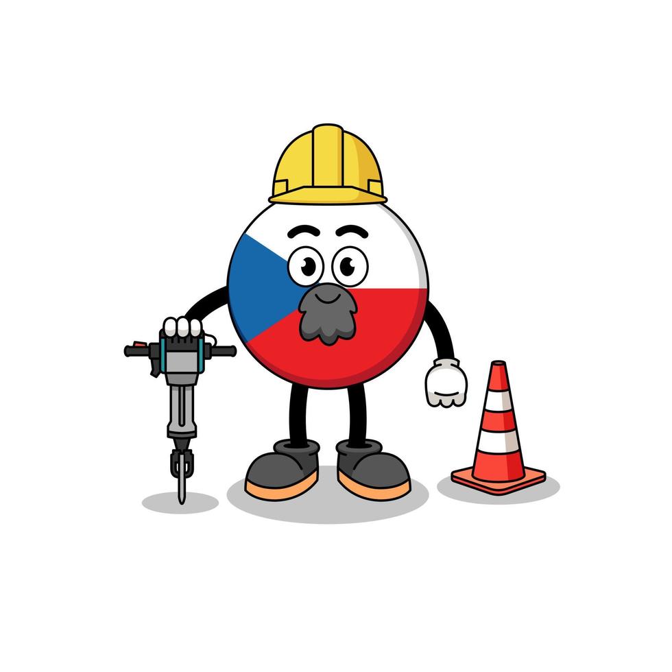 desenho de personagem da república checa trabalhando na construção de estradas vetor