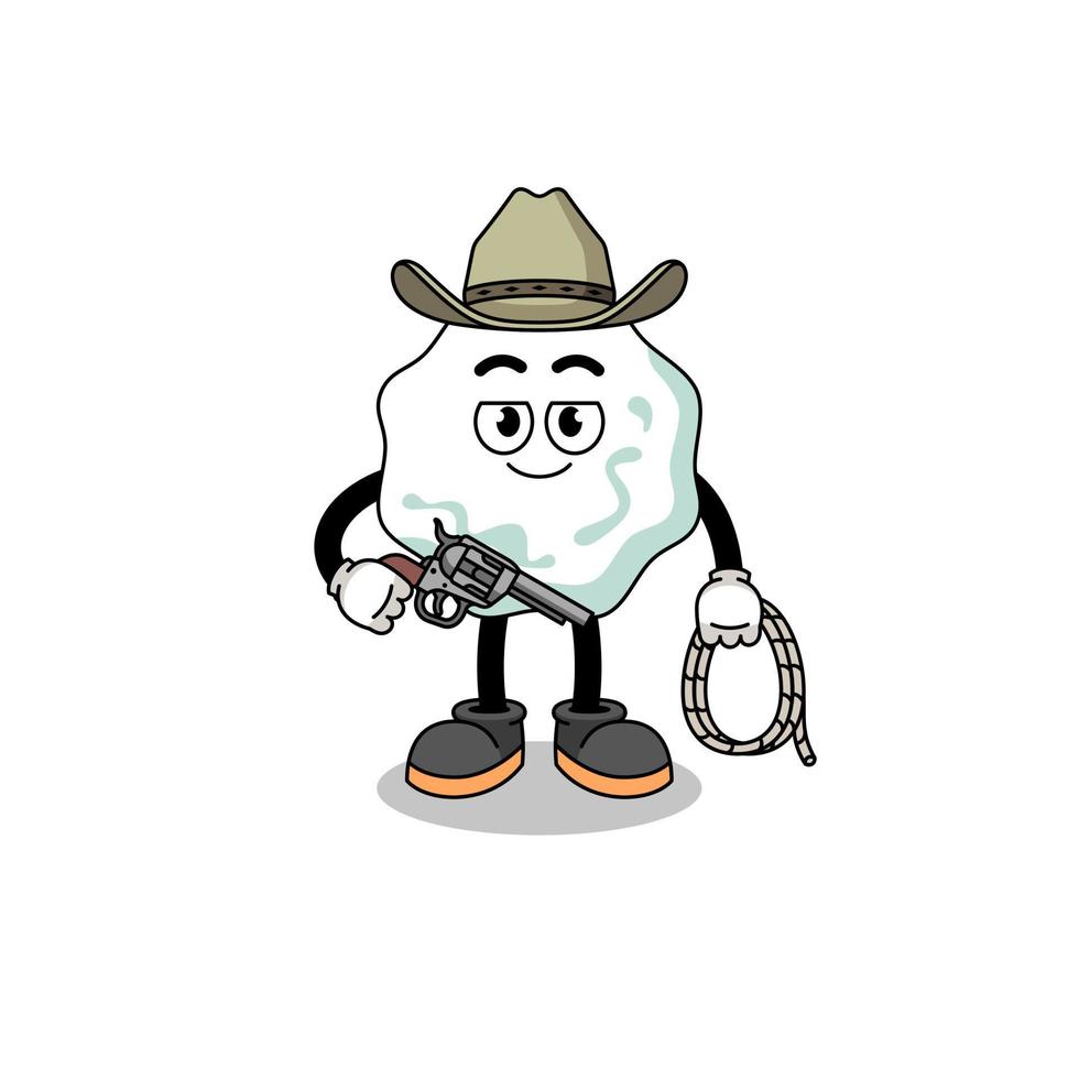 personagem mascote de goma de mascar como cowboy vetor