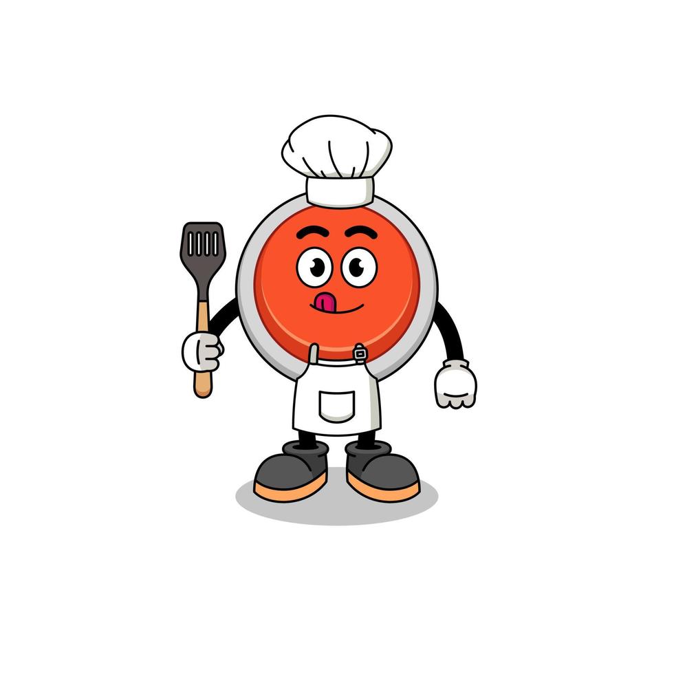 ilustração de mascote do chef de botão de emergência vetor