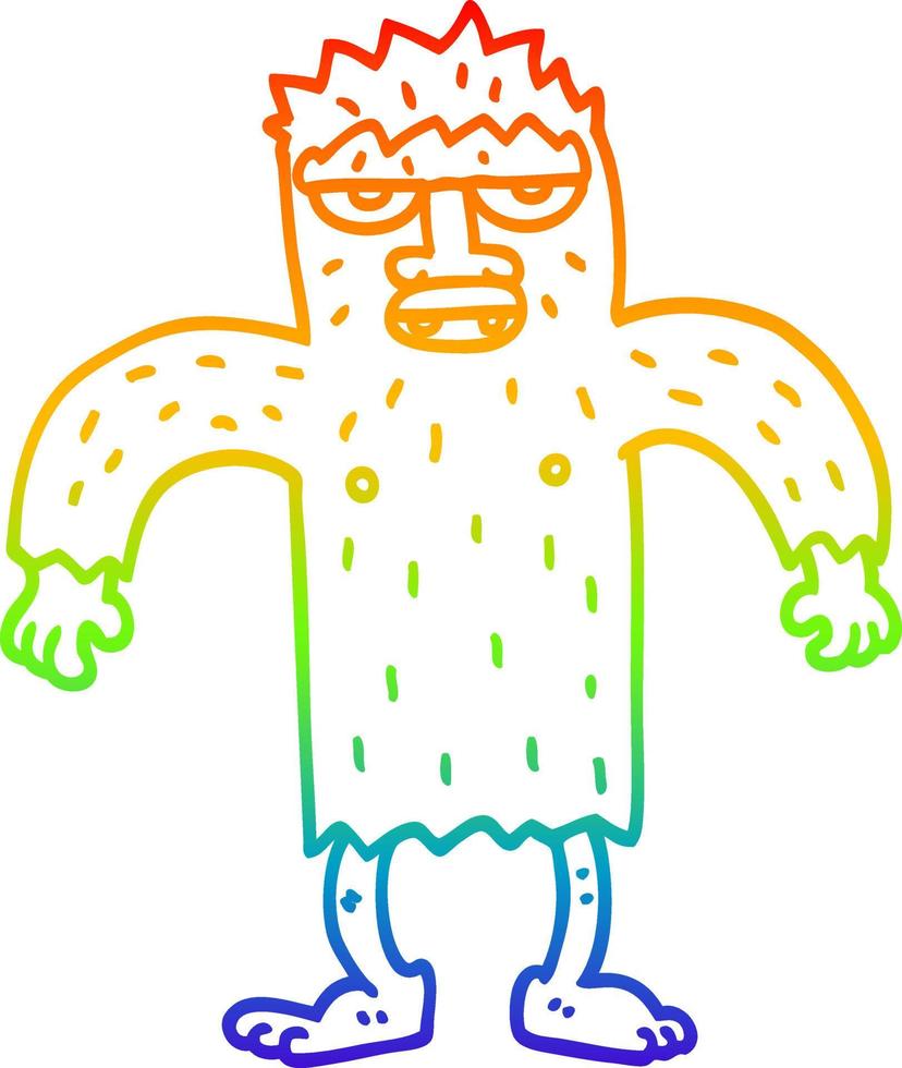 desenho de linha de gradiente de arco-íris desenho de criatura bigfoot vetor