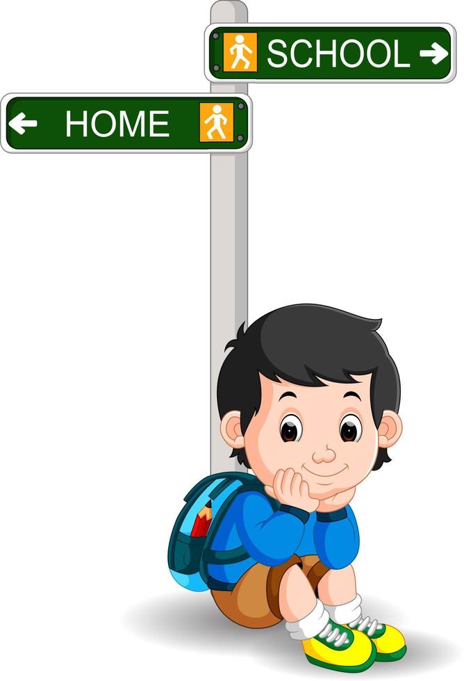 menino com desenho de rua de sinal vetor