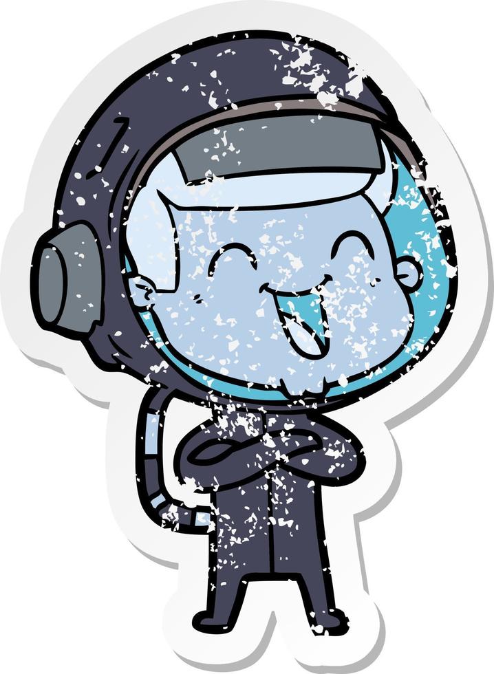 vinheta angustiada de um astronauta de desenho animado feliz vetor