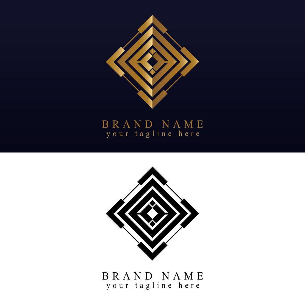 conjunto de logotipo de retângulo abstrato dourado em ouro e preto vetor