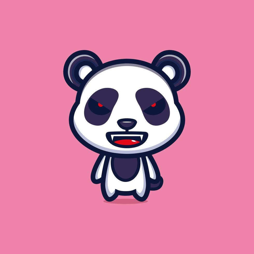 vetor premium de design de personagem de desenho animado de mascote panda malvado