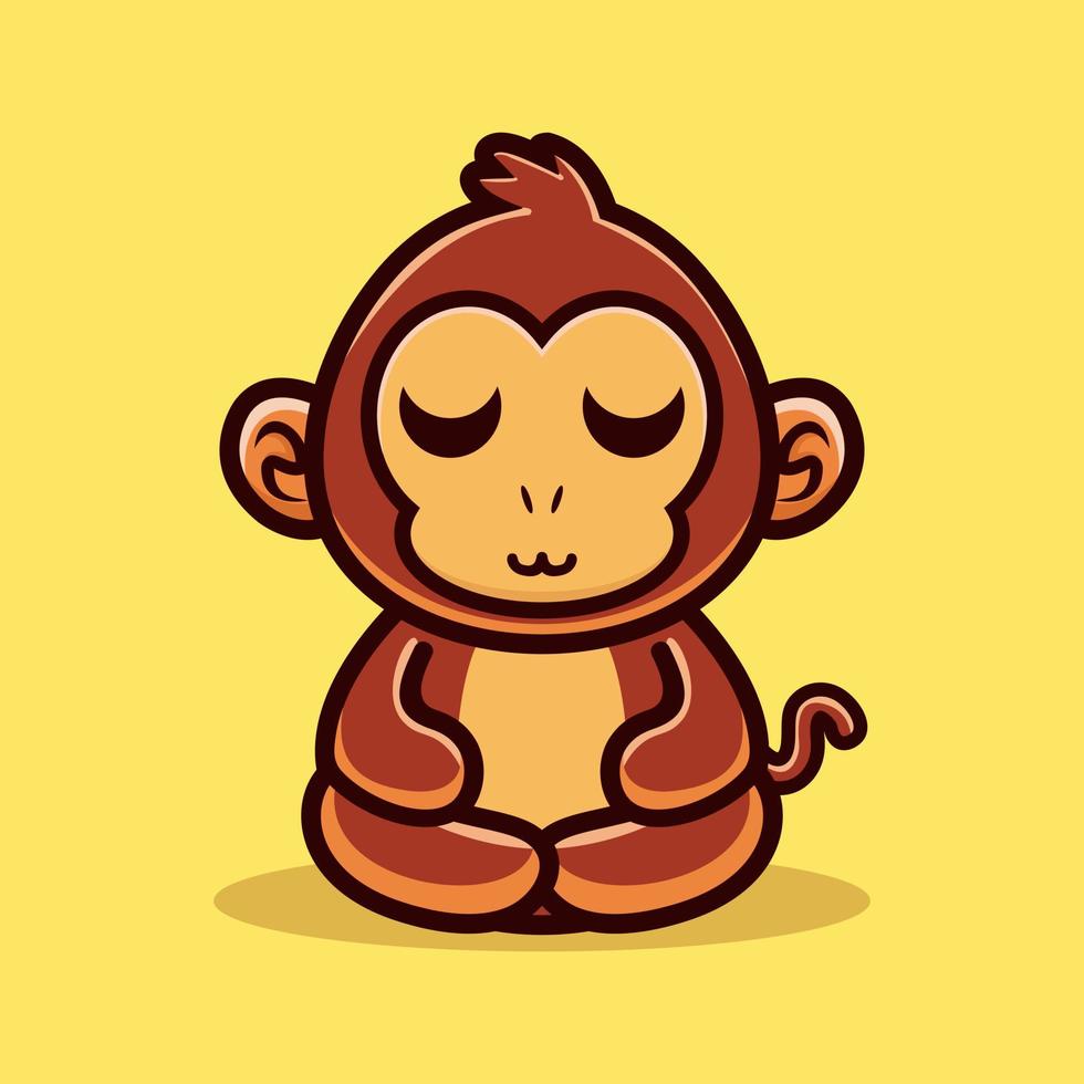 macaco bonito fazer meditação vetor premium