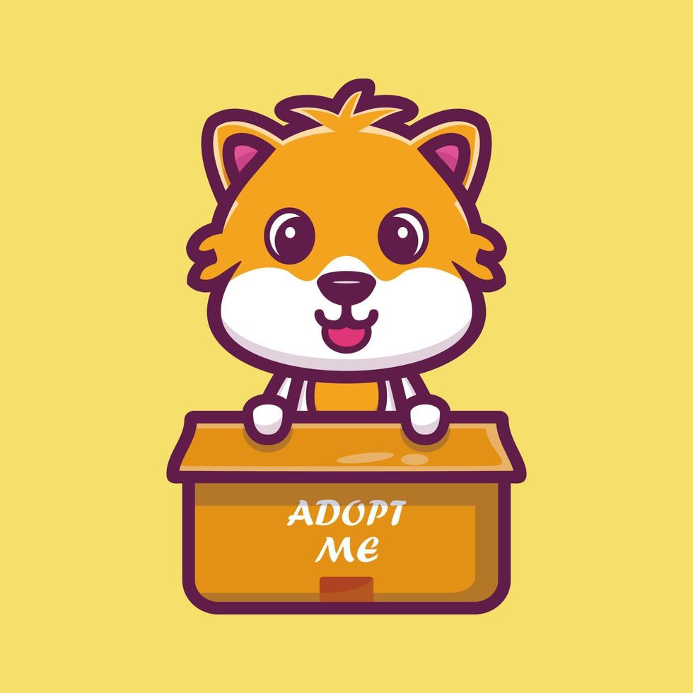 hamster fofo na ilustração em vetor de personagem de desenho animado de caixa, conceito de ícone animal isolado vetor premium