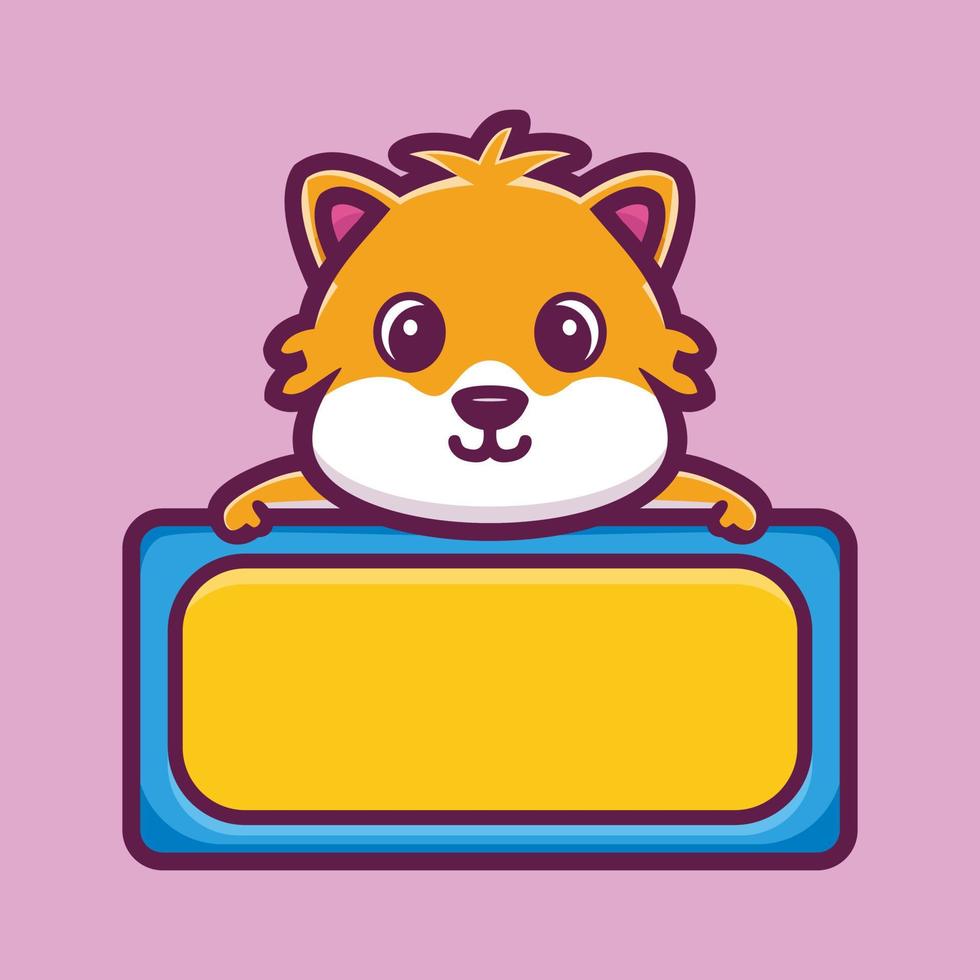 hamster fofo com vetor premium de personagem de desenho animado de tabuleiro vazio