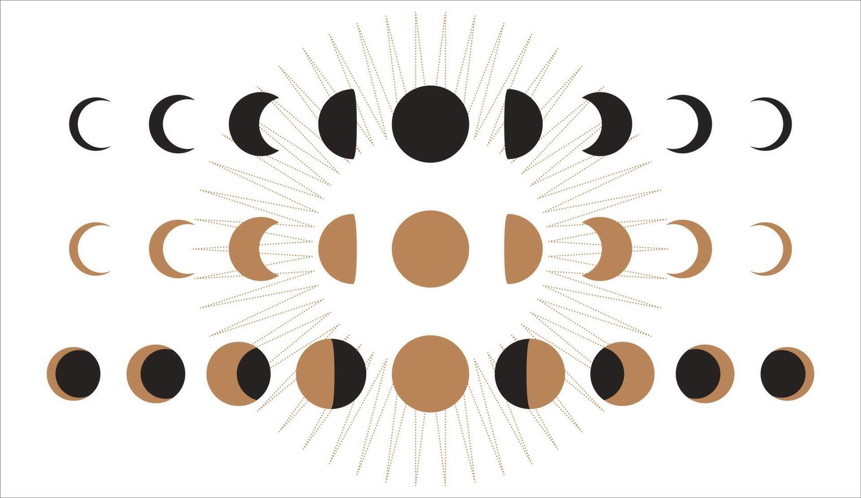 cartazes abstratos de fases da lua. decoração de arte minimalista lunar de meados do século, impressão contemporânea mística. desenho vetorial vetor