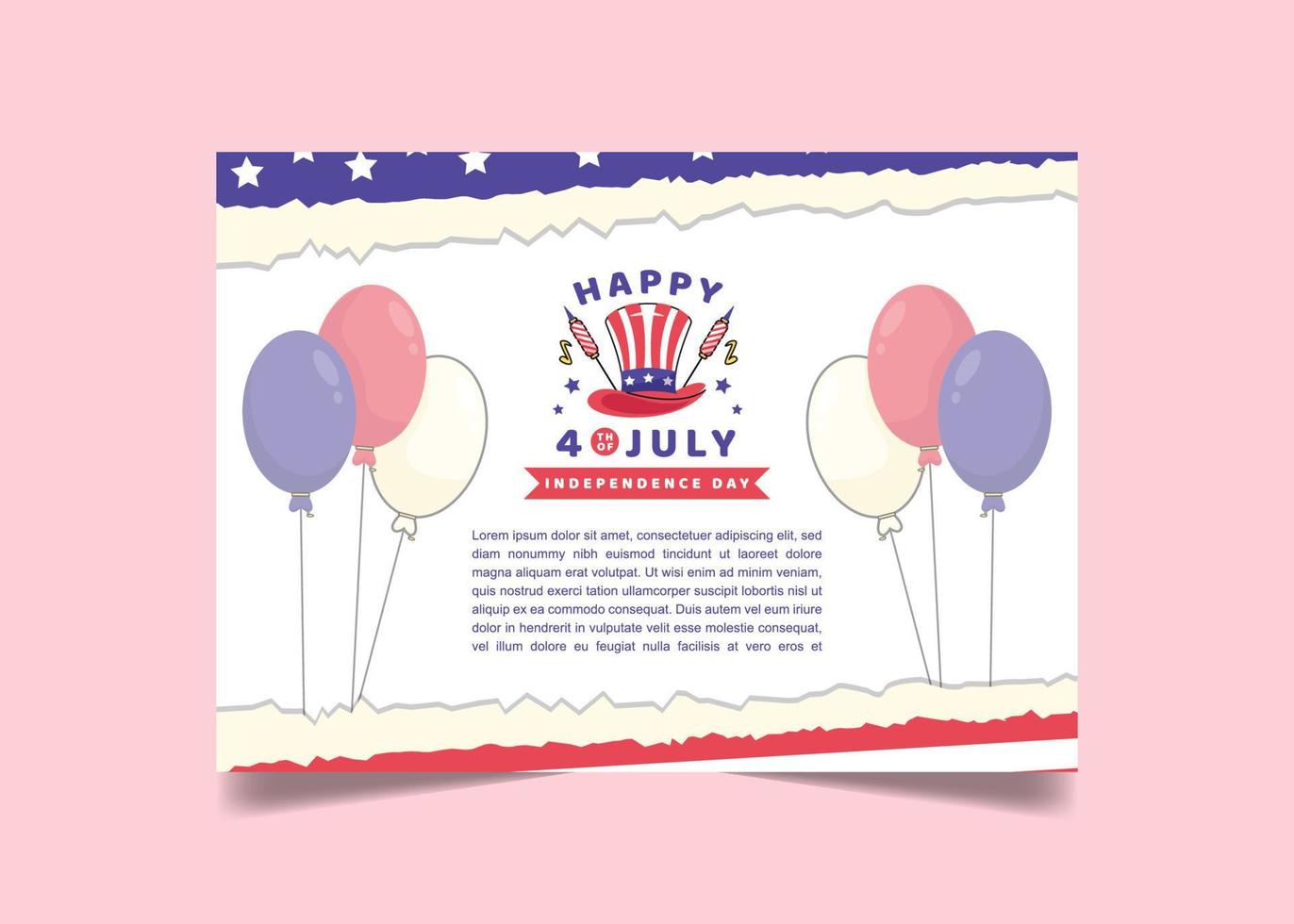 4 de julho feliz dia da independência modelo de design de vetor de cartão de conceito