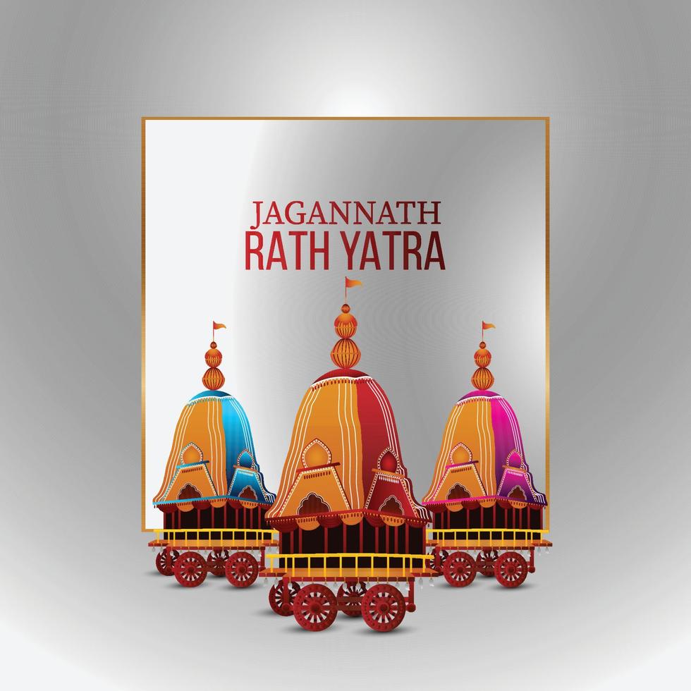 design de celebração rath yatra com ilustração vetorial do senhor jagannath balabhadra e subhadra vetor