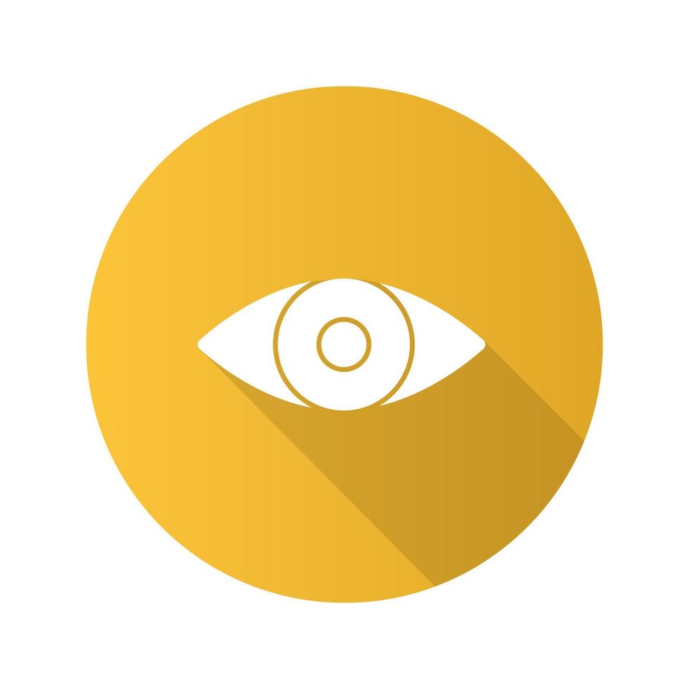 ícone de glifo de sombra longa design plano de olho humano. oftalmologia. Boa visão. ilustração em vetor silhueta