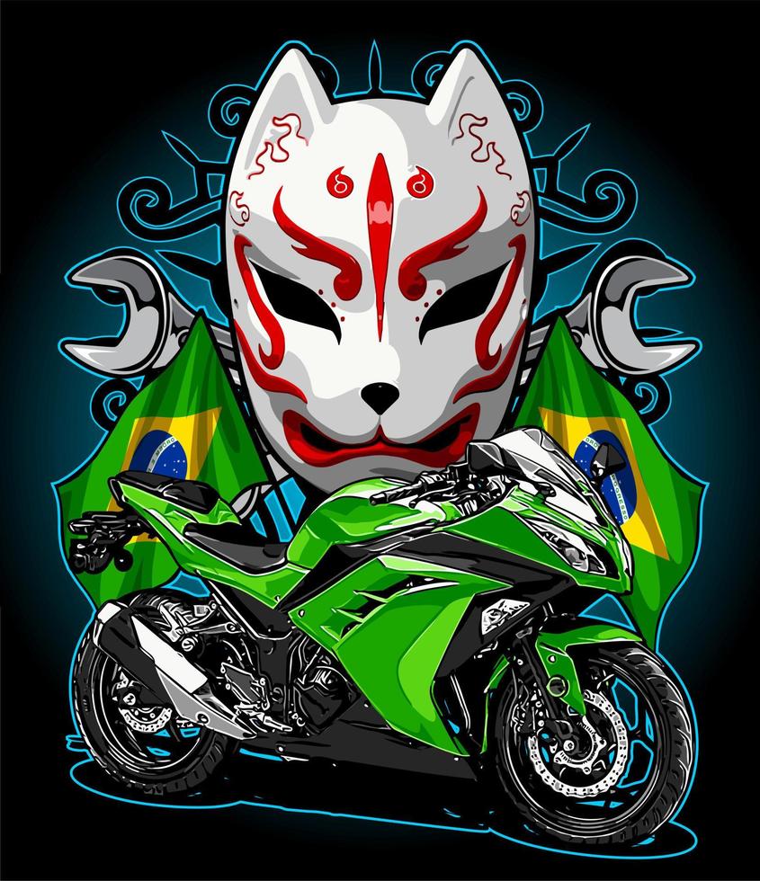 motos com bandeira do brasil vetor