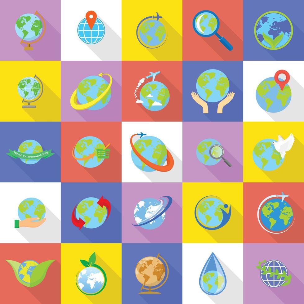 conjunto de ícones da terra do globo, estilo simples vetor