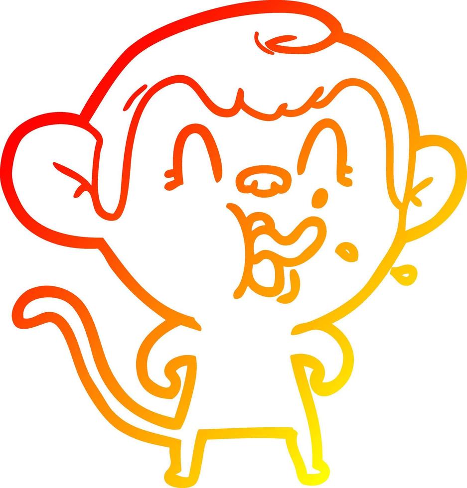 linha de gradiente quente desenhando macaco de desenho animado louco vetor