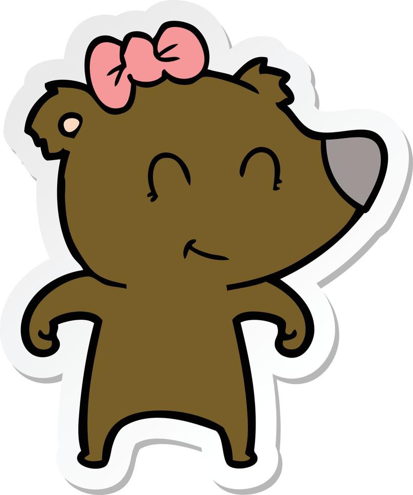 adesivo de um desenho de urso fêmea vetor