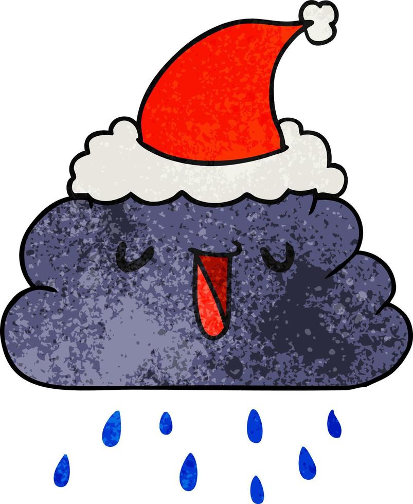 nuvem de chuva kawaii de desenhos animados texturizados de natal vetor