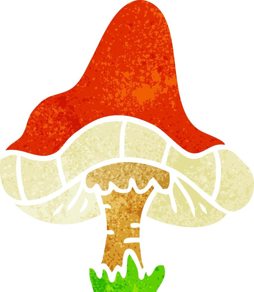 doodle cartoon retrô de um único cogumelo vetor
