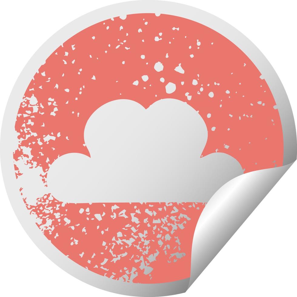 símbolo de adesivo de descascamento circular angustiado nuvem de neve vetor