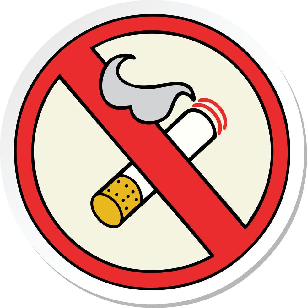 adesivo de um desenho animado bonito sinal de proibido fumar vetor