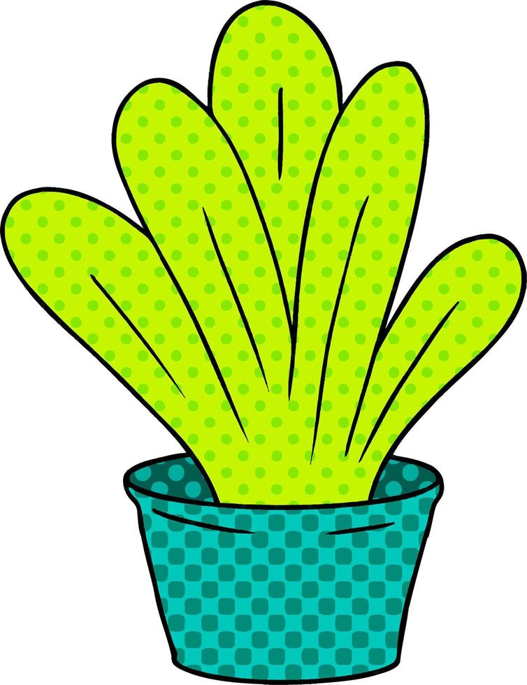 doodle dos desenhos animados de uma planta de interior verde vetor