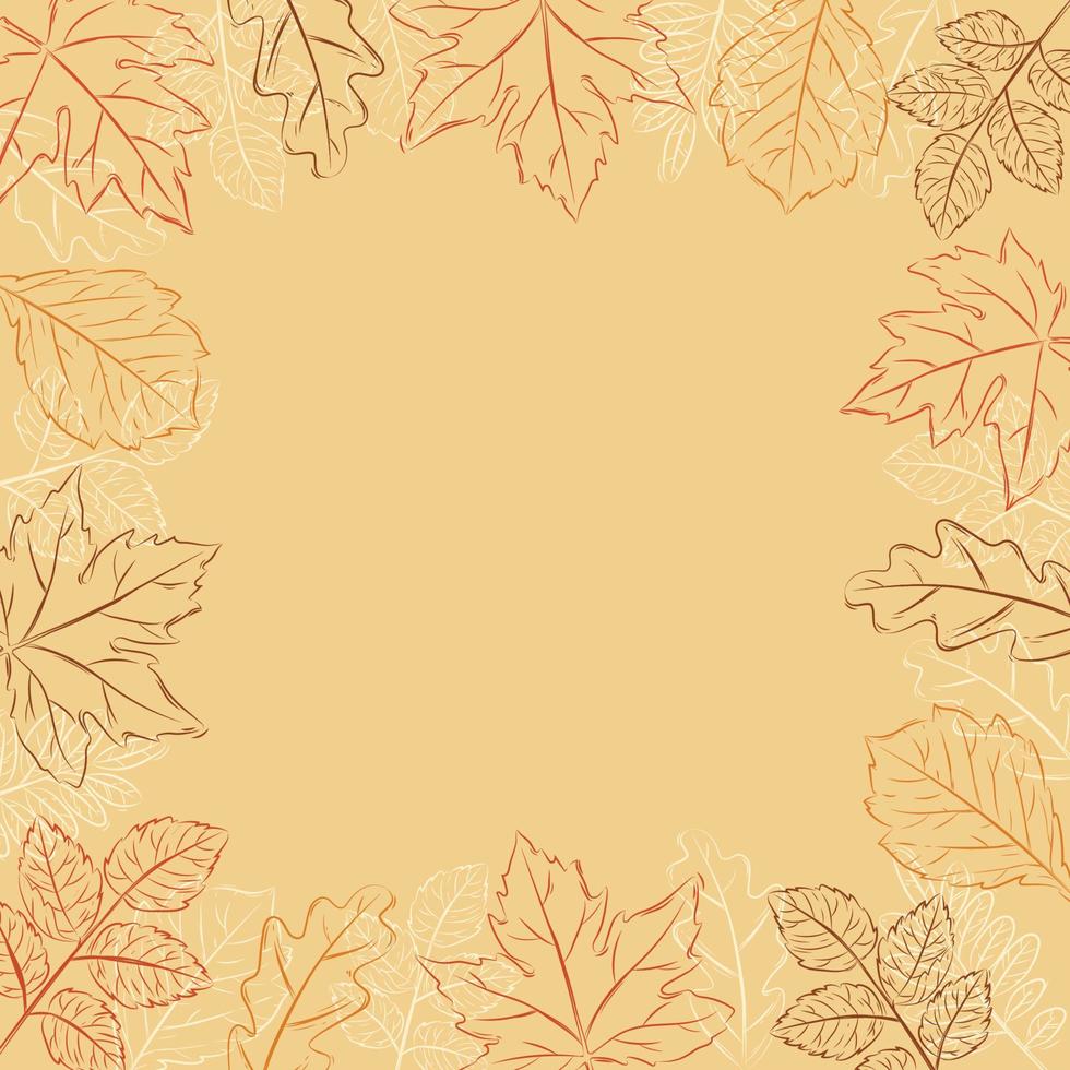 fundo de folhas de outono desenhadas à mão vetor