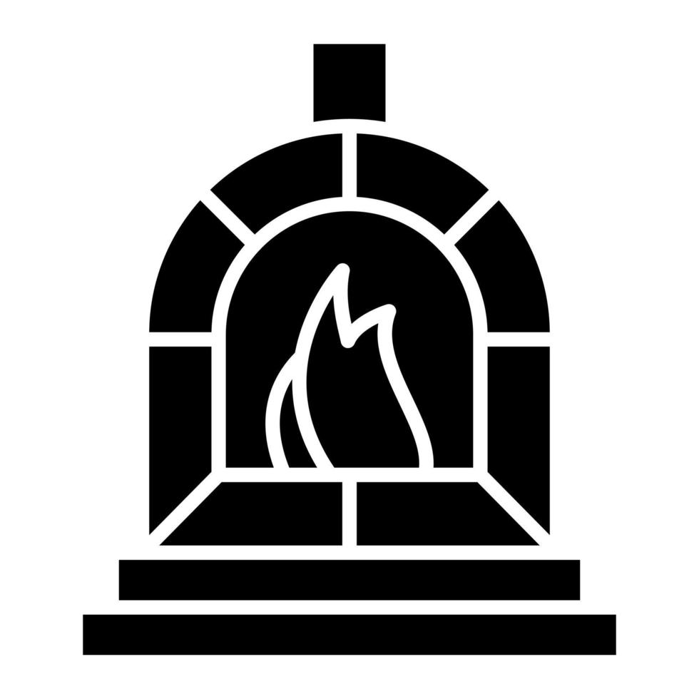 ícone de glifo de forno de pedra vetor