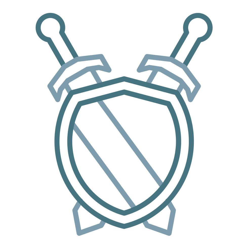 ícone de duas cores de linha de escudo de aço vetor