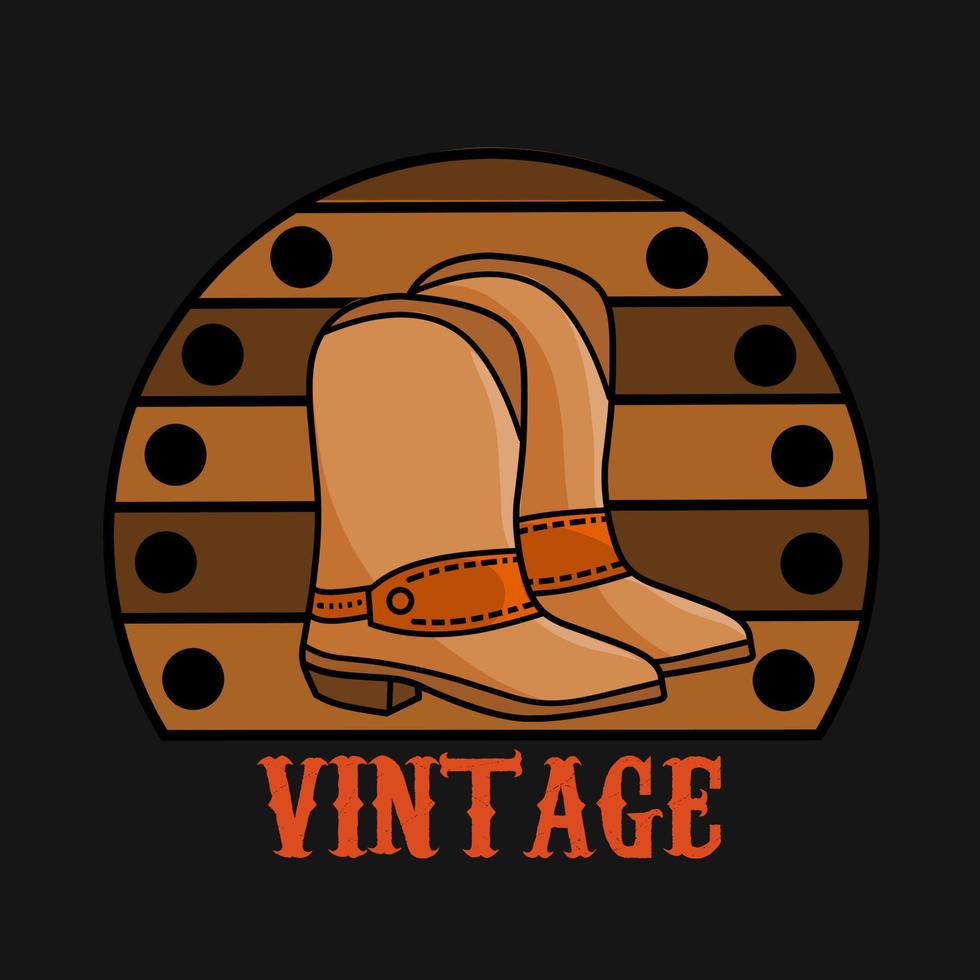 vetor de ilustração de botas de cowboy, barril vintage, imprimível