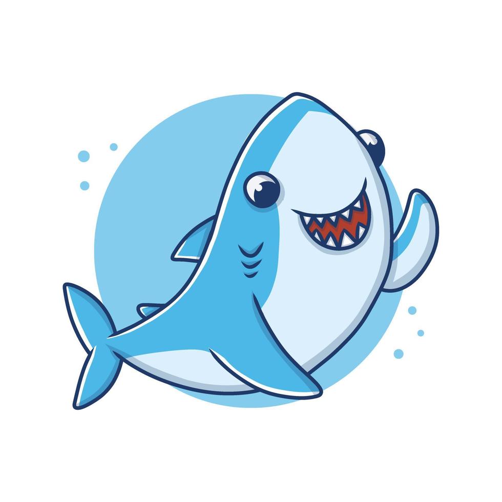 ilustração em vetor dos desenhos animados de tubarão. logotipo da mascote do oceano de peixe. elemento de personagem de ícone de símbolo de salto de baleia e golfinho