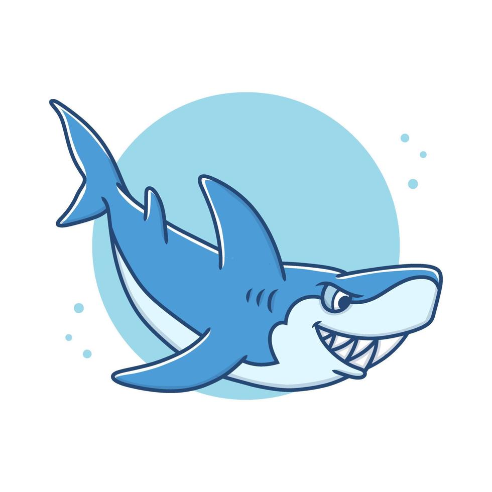 adesivo de ilustração vetorial dos desenhos animados de tubarão com raiva. logotipo de mascote de peixe-baleia. elemento de personagem de ícone de símbolo de ataque de tubarões vetor