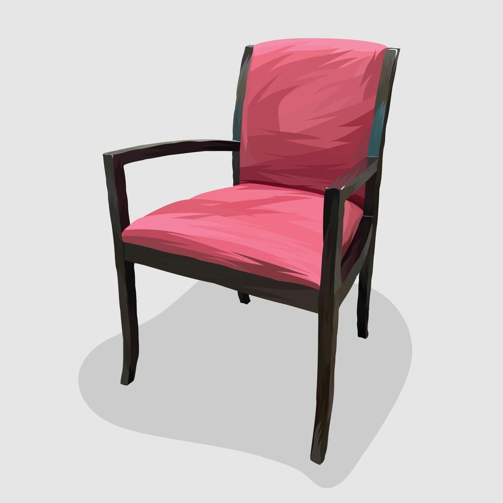 cadeira estofada vermelha realista desenhada à mão vetor e ilustrações fundos brancos