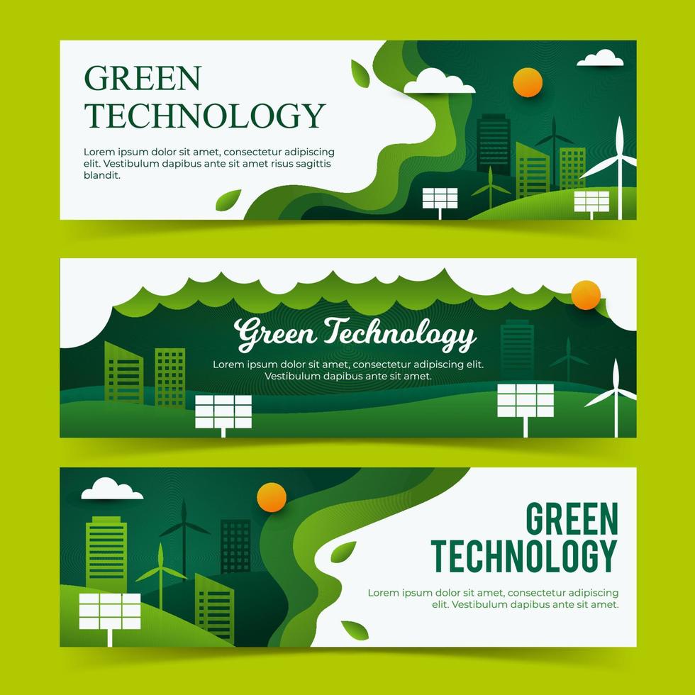 conjunto de bandeiras de tecnologia verde vetor