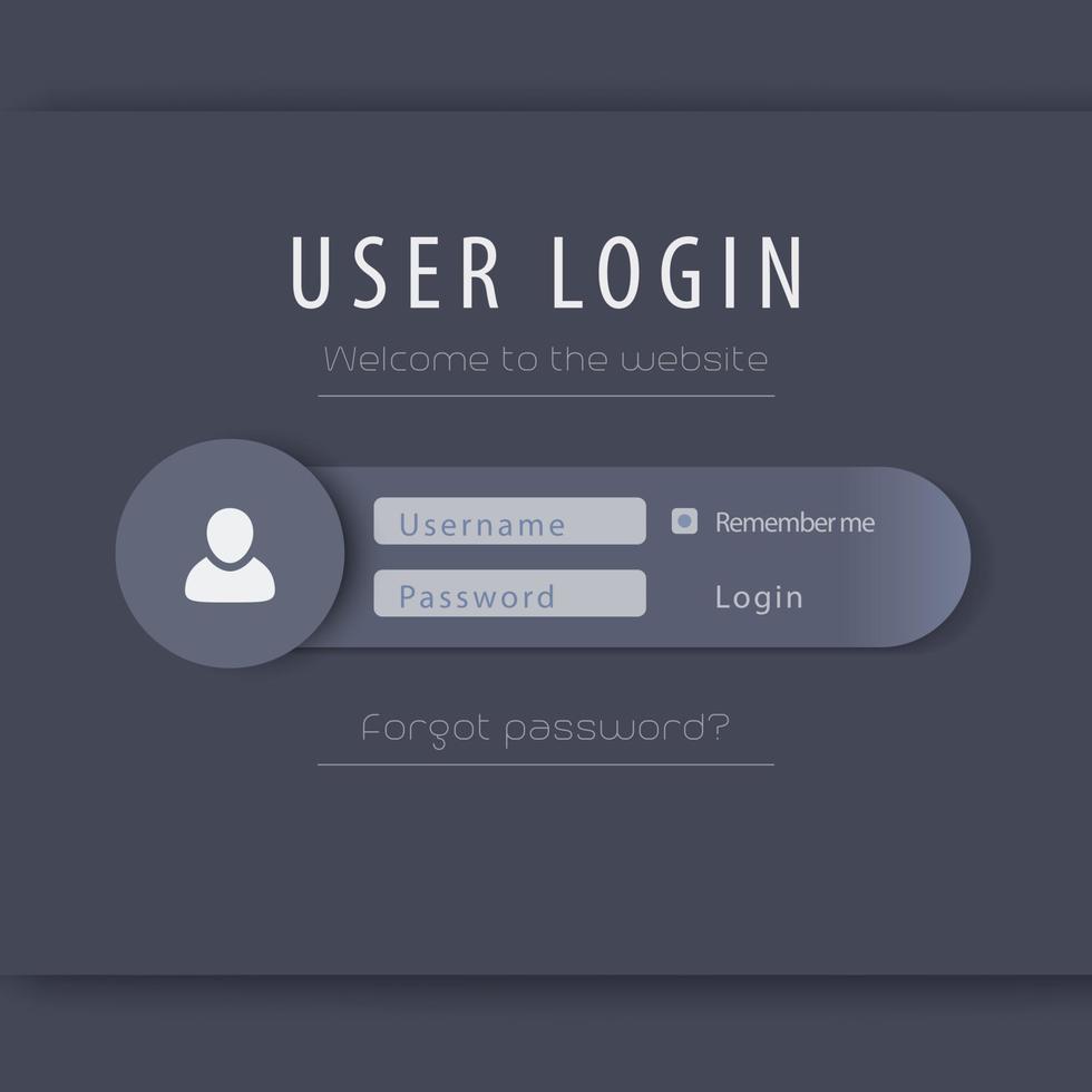 conceito de janela de login do usuário, design de página da web, vetor