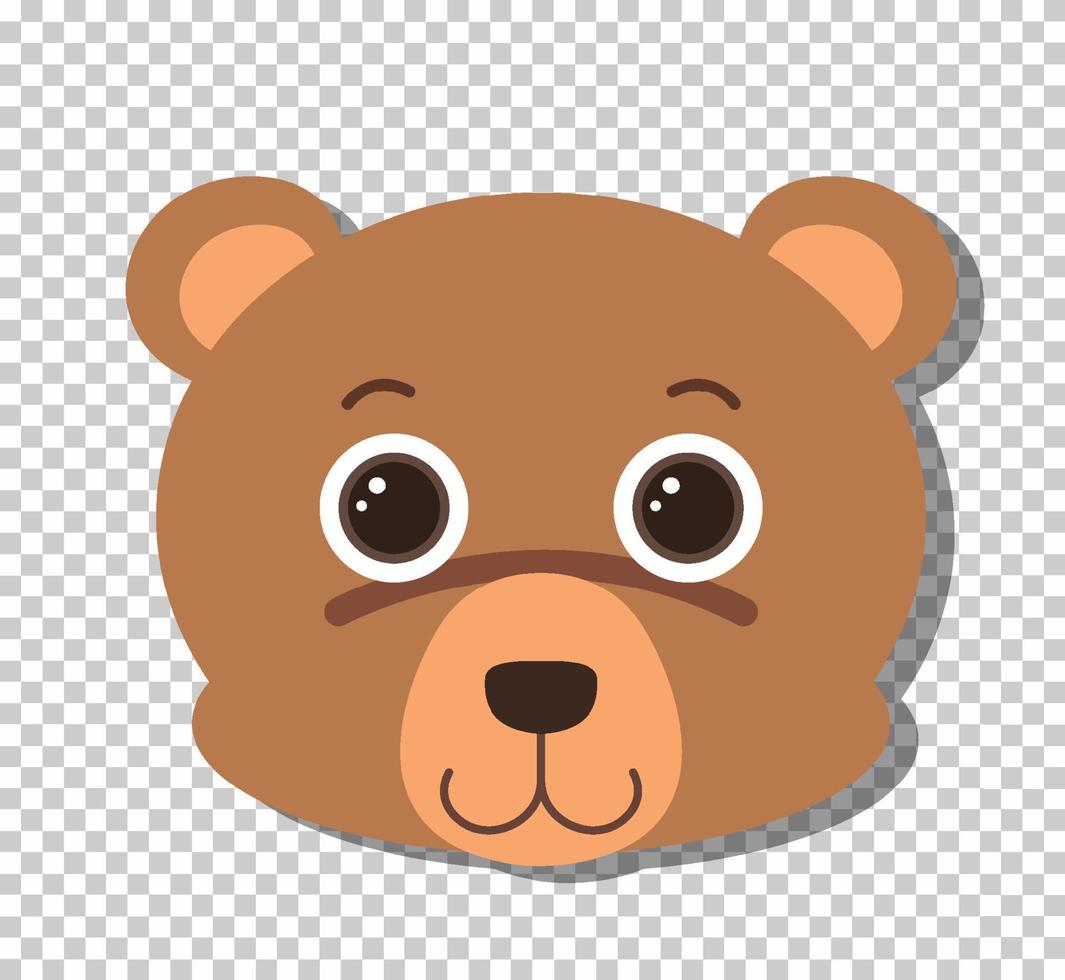 cabeça de urso fofo em estilo cartoon plana vetor