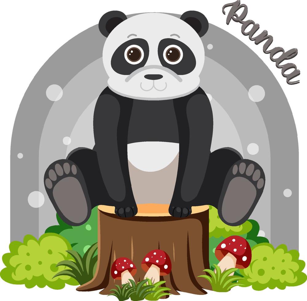 panda bonito em estilo simples de desenho animado vetor