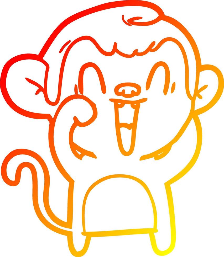 desenho de linha de gradiente quente desenho animado macaco rindo vetor