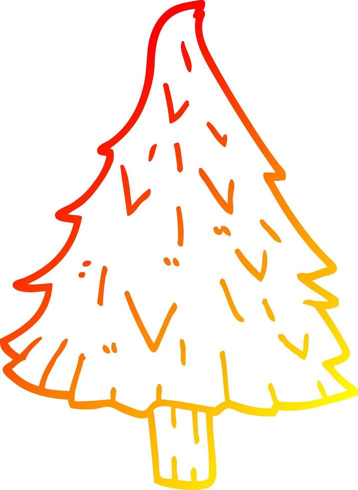 desenho de linha de gradiente quente desenho animado árvore de natal vetor