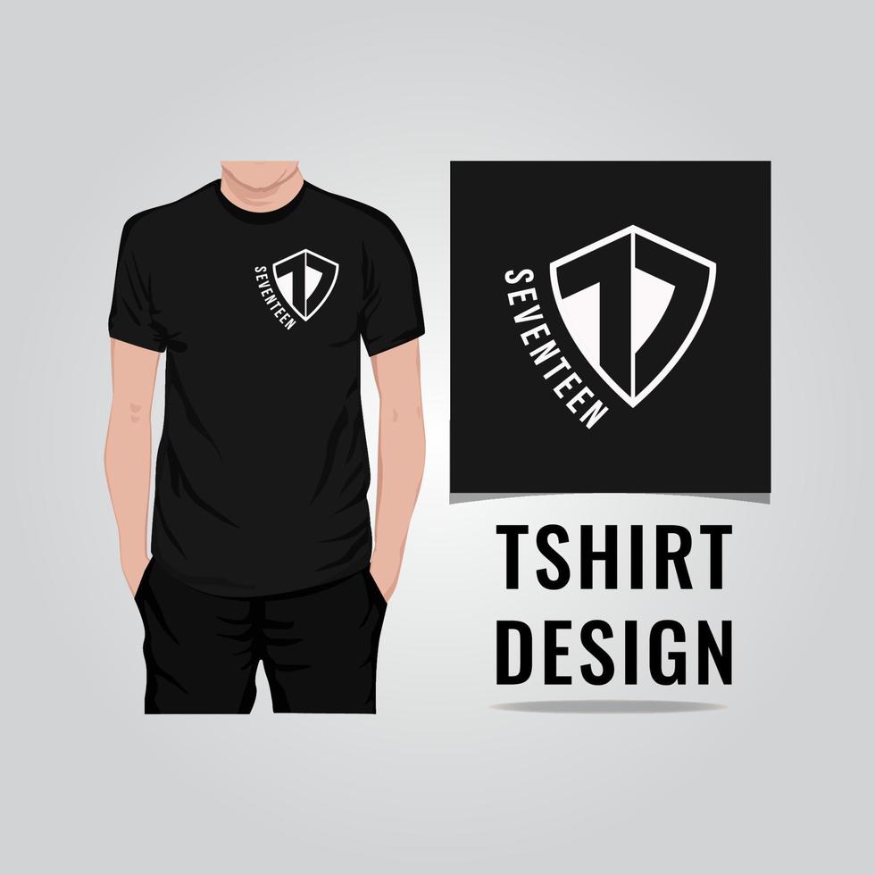 ilustração vetorial de design de camiseta de dezessete escudo vetor