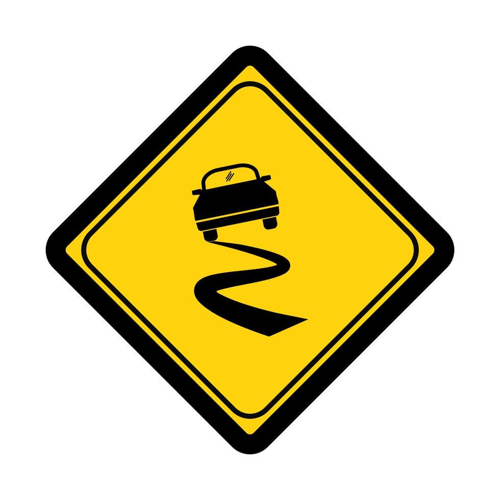 ilustração em vetor de design de sinal de estrada escorregadio de aviso