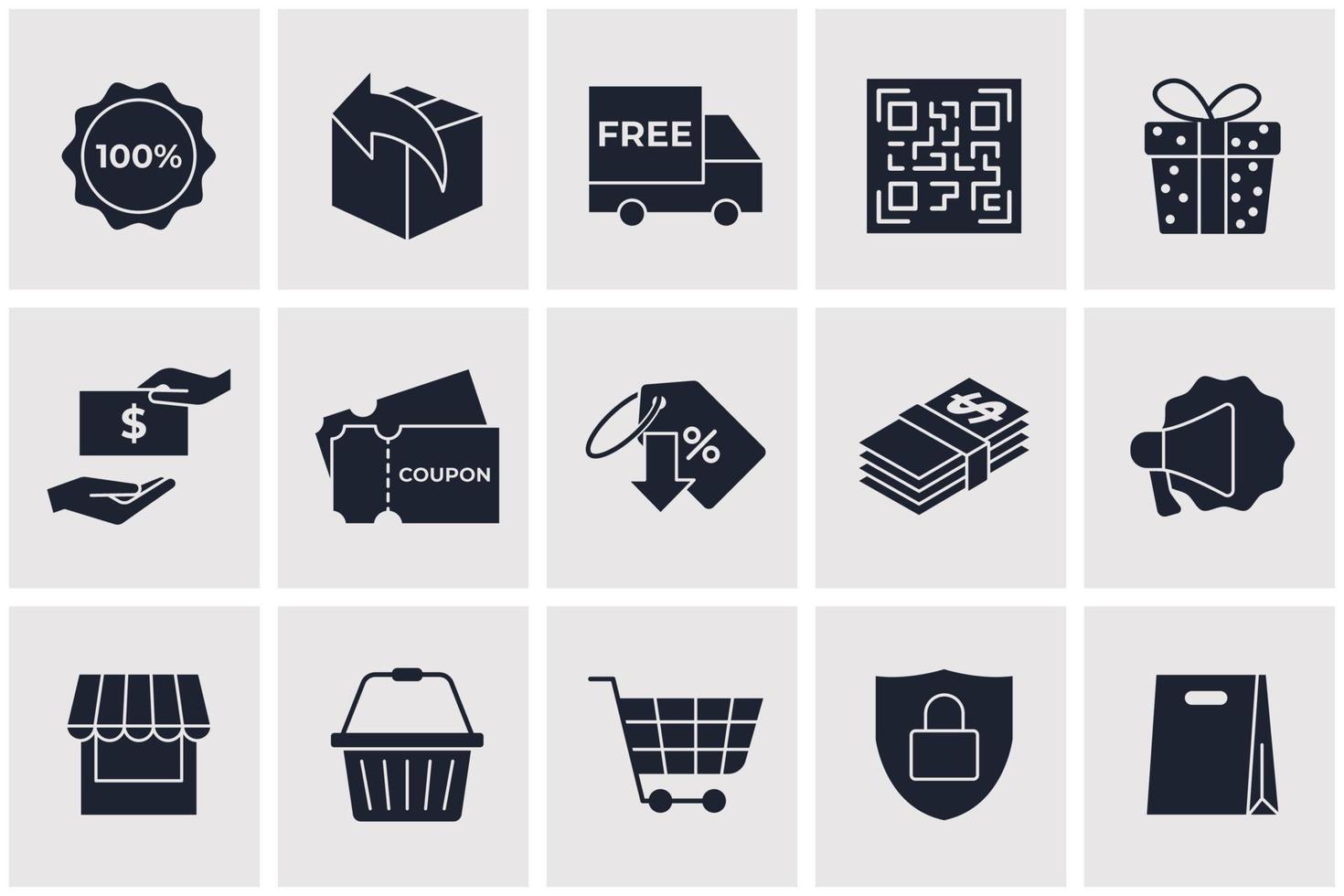modelo de símbolo de ícone de conjunto de comércio eletrônico para ilustração em vetor de logotipo de coleção de design gráfico e web