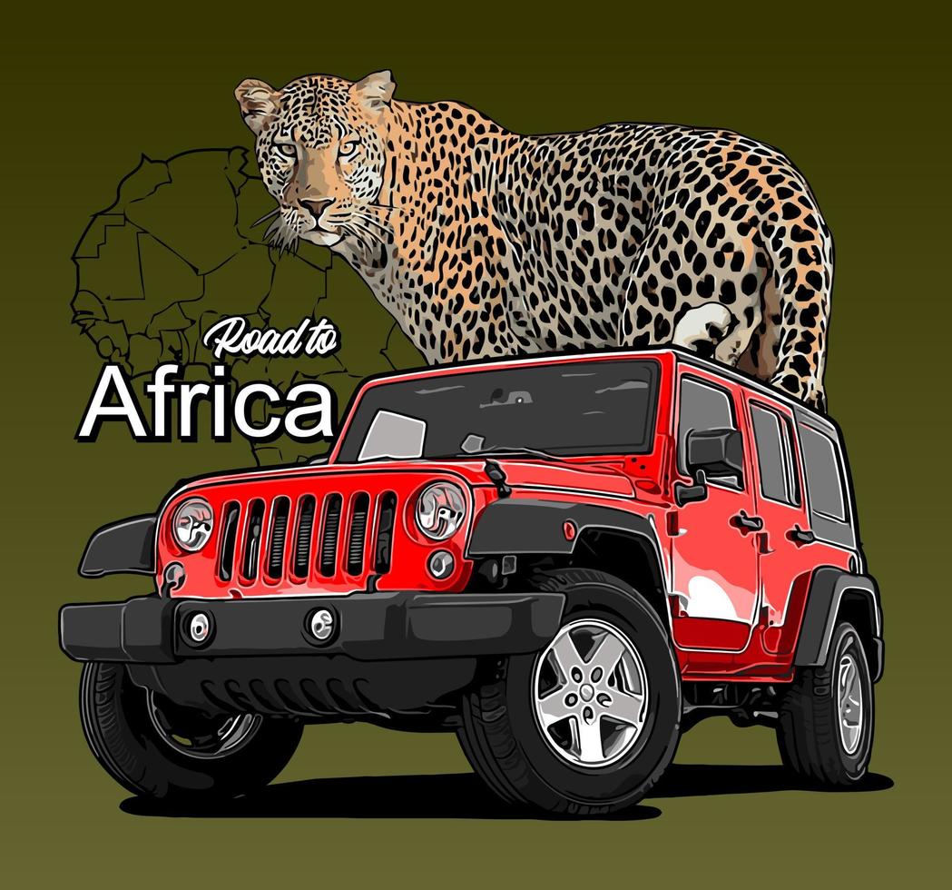 vevtor de fundo de leopardo de carro vermelho vetor