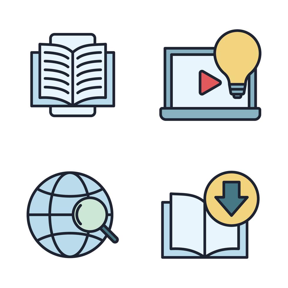 modelo de símbolo de ícone de conjunto de e-learning para ilustração em vetor de logotipo de coleção de design gráfico e web
