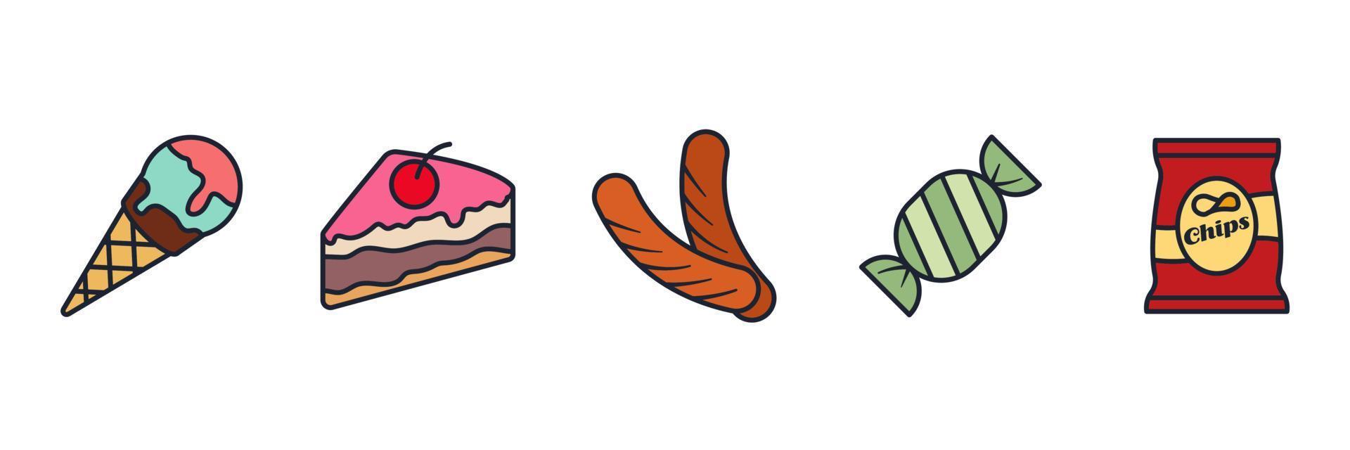 modelo de símbolo de ícone de conjunto de fast food para ilustração em vetor de logotipo de coleção de design gráfico e web
